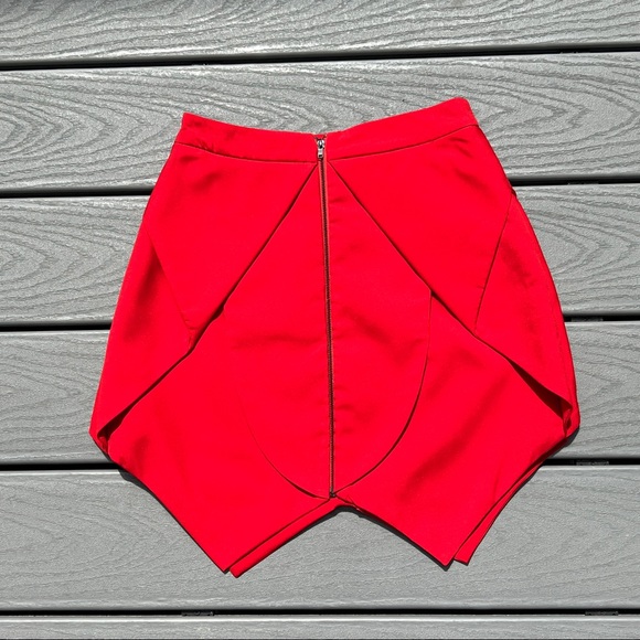 MDS Red Skirt Layered Mini Zip Up Back Size Small Red - Picture 8 of 10